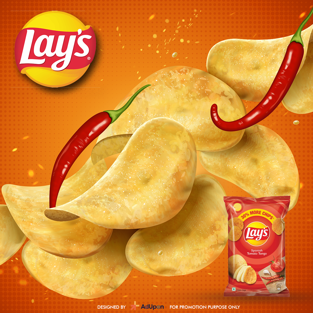 Lay's campaign artwork with chips and chillies
