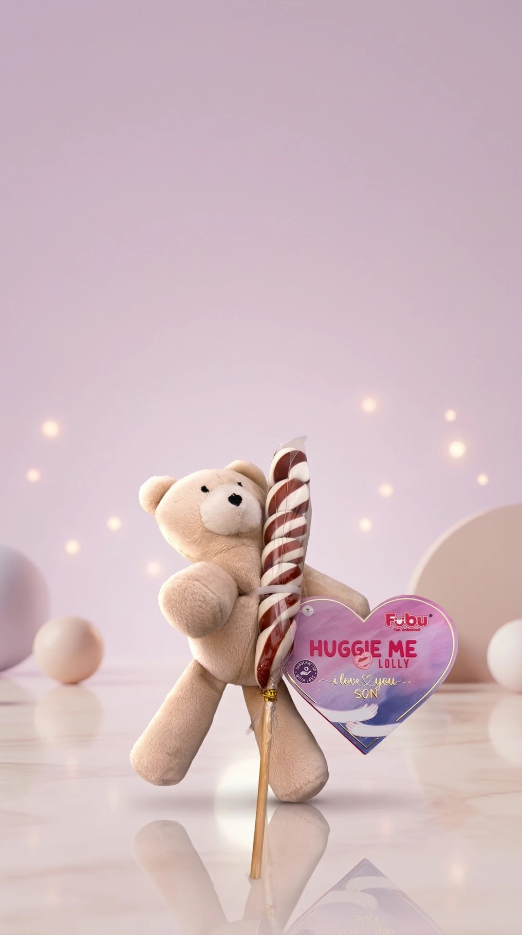Teddy bear with Huggie Me Lolly campaign product