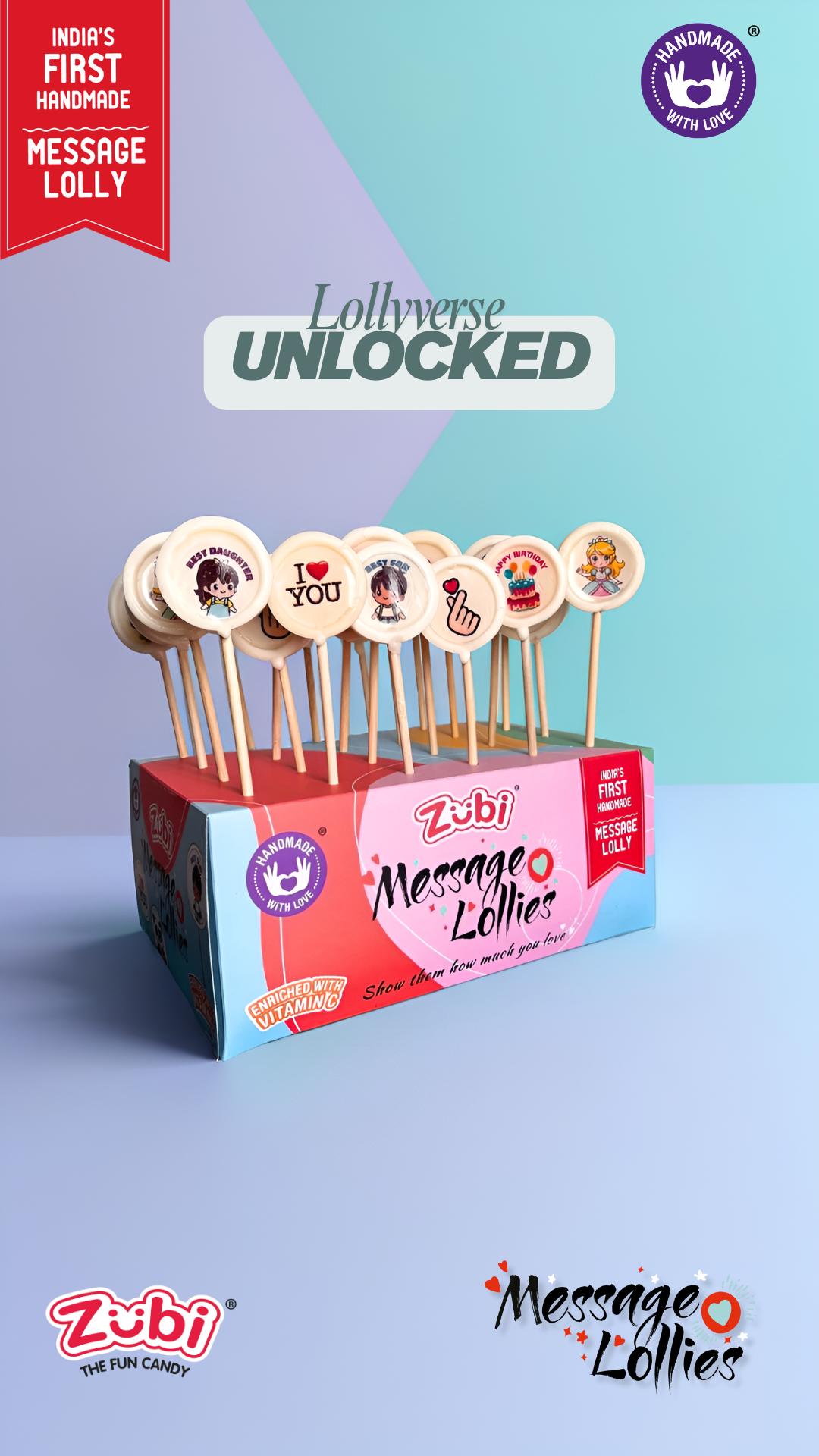 Zubi Message Lollies final output campaign visual