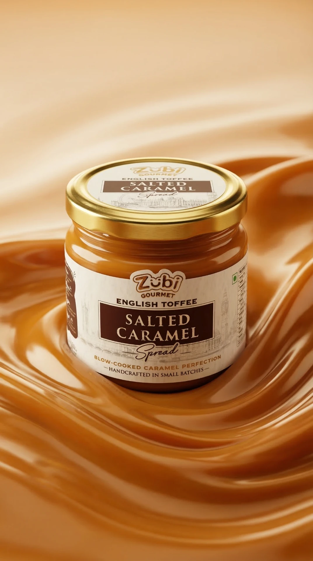 Zubi Gourmet English Toffee Salted Caramel Spread product photograph